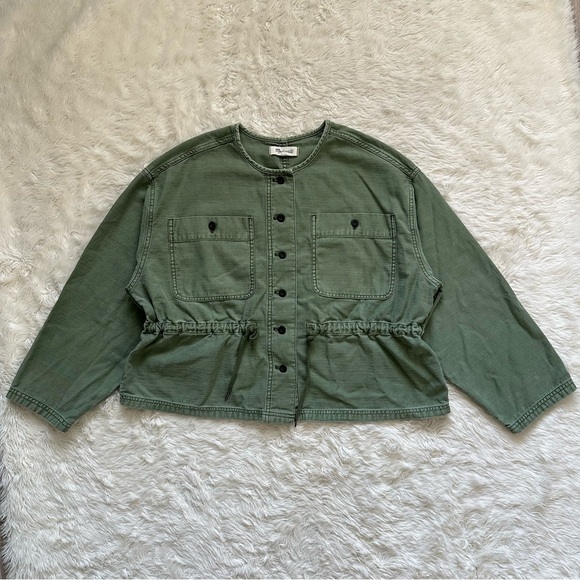 Madewell Claremont Drawstring Jacket Button Up Military Workwear Palm Tree XL - Picture 4 of 15